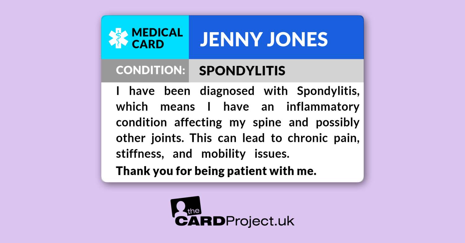 Spondylitis Medical ID Card  (FRONT)